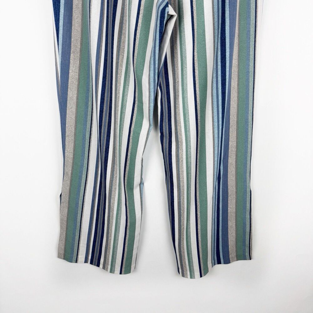 C Est 1946 Women's Blue White Gray Striped Stretch Pull On Wide Leg Pants Large - Picture 7 of 16